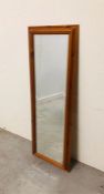 A Bevel edged Full Length pine mirror 130cm H x 45 cm w