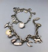 Two silver charm bracelets