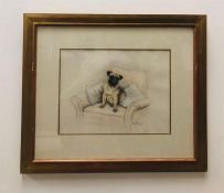 A pastel by acclaimed artist Lew Helyes of a Pug