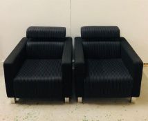 A Pair of pinstripe retro arm chairs