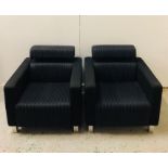 A Pair of pinstripe retro arm chairs