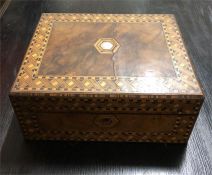 A Ladies Jewellery box with inlaid detailing and mother of pearl.