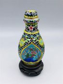 A Cloisonné vase on stand.