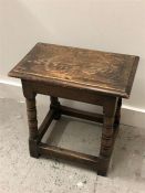 A small oak stool W45cm x D28cm x H46cm