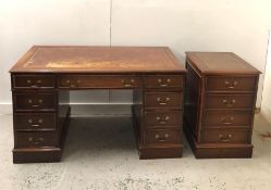 A Pedestal leather topped desk