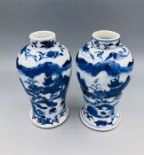 A Pair of 19th Century Blue and White Chinese vases (AF)