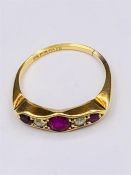 A Ruby and Diamond 18ct yellow gold ring (3.3g)