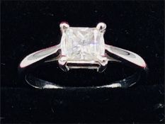 An 18ct white gold Princess Cut Diamond of 3/4 of a Carat