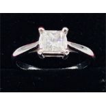 An 18ct white gold Princess Cut Diamond of 3/4 of a Carat