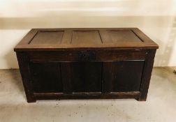 A Oak, three panelled coffer