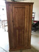 An Antique Pine Cabinet with shelves 185cm H x 40cm D x 90cm W