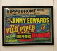 A Large framed original poster for Brighton's Hippodrome advertising The Pied Piper of Hamelin