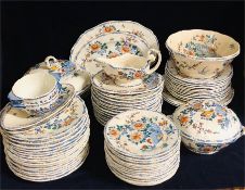 A French Gien china dinner service to include. 33 Dinner plates, 12 soup bowls, 15 side plates, 4