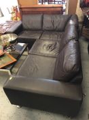 A BoConcept brown leather corner sofa (AF)