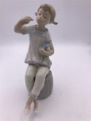 Lladro figure Girl with her doll and lipstick (18cm)