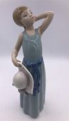 Lladro Figure Girl with a pink straw hat (25cm)