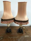 A Pair of Ormolu and marble lamp bases