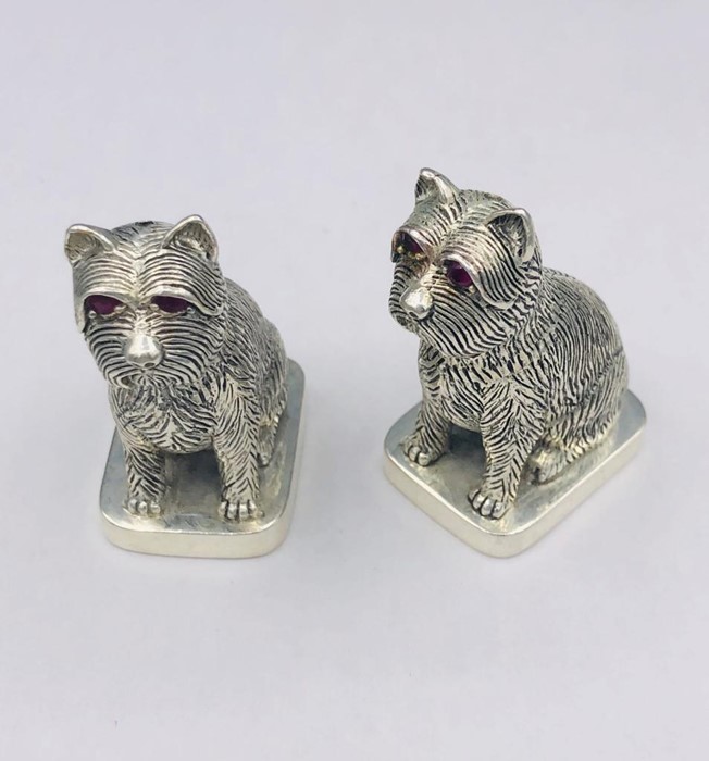 A pair of dog condiments with ruby eyes stamped 800 - Image 2 of 2