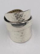 A solid silver spoon ring made from Antique cutlery by an Artisan. Successful bidders can notify