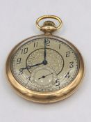 A Vintage Gold plated Waltham pocket watch with subsidiary dial engraved case