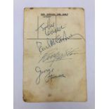 A Signed Landing Card bearing the signatures of all four members of the Beatles John Lennon, Paul