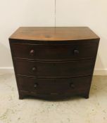 A Bow Fronted Mahogany chest of drawers 94cm x 84cm H.