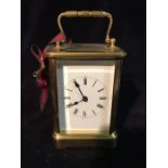 A brass carriage clock from Harrods