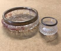 Small Silver Rimmed Cut Glass Bowl