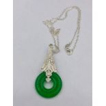 A silver and Jade style pendant necklace(Detachable)