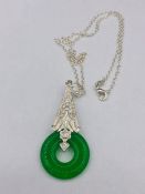 A silver and Jade style pendant necklace(Detachable)