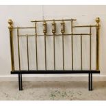 A 5ft Brass Bed Headboard with Chinese porcelain style detail.