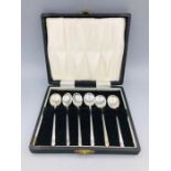 A cased set of six silver coffee spoons