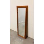 A Bevel edged Full Length pine mirror 130cm H x 45 cm w