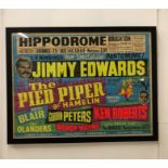 A Large framed original poster for Brighton's Hippodrome advertising The Pied Piper of Hamelin