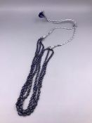 A Three strand sapphire necklace