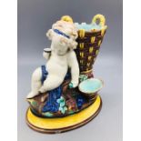 Wedgwood Majoloca Vase, Cherub With Baskets AF