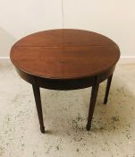 A Mahogany D End tea table with string inlay