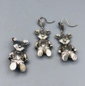 A set of Teddy Bear earrings and brooch