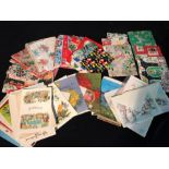 A Selection of Vintage wrapping paper and vintage Birthday cards.