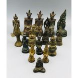 A selection of Antique Bronze and Brass Burmese figures.