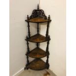 A Four Tier Victorian Mahogany what-not with marquetry inlay.