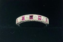 An 18ct white gold Art Deco style Ruby and Diamond ring