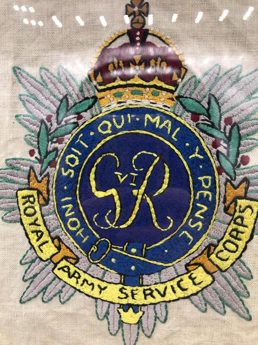 A Royal Army Service corps silk embroidered emblem, framed. - Image 8 of 8