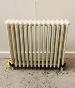 A set of six Victorian cast iron radiators, in school house style 83cm W x 77cm H