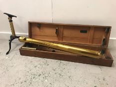 A good 19th century Victorian Negretti & Zambra brass telescope of long cylindrical form in original