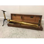 A good 19th century Victorian Negretti & Zambra brass telescope of long cylindrical form in original