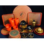 A large selection of Burmese lacquered ware.