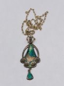 Charles Horner Enamel Pendant On A Silver Chain AF