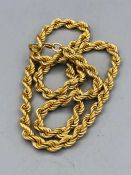 9ct yellow gold rope necklace (8.9g)