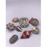 A Selection of Polish Military badges to include: Army Collar Badge, Youth Army Badge, White Eagle